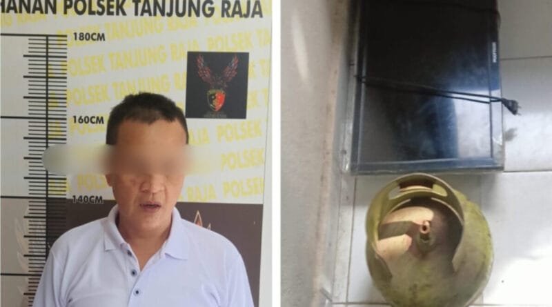 terduga Tersangka kasus tindak pidana pencurian dalam keluarga yang terjadi di Desa Tanjung Raja Selatan, Kecamatan Tanjung Raja, Kabupaten Ogan Ilir.