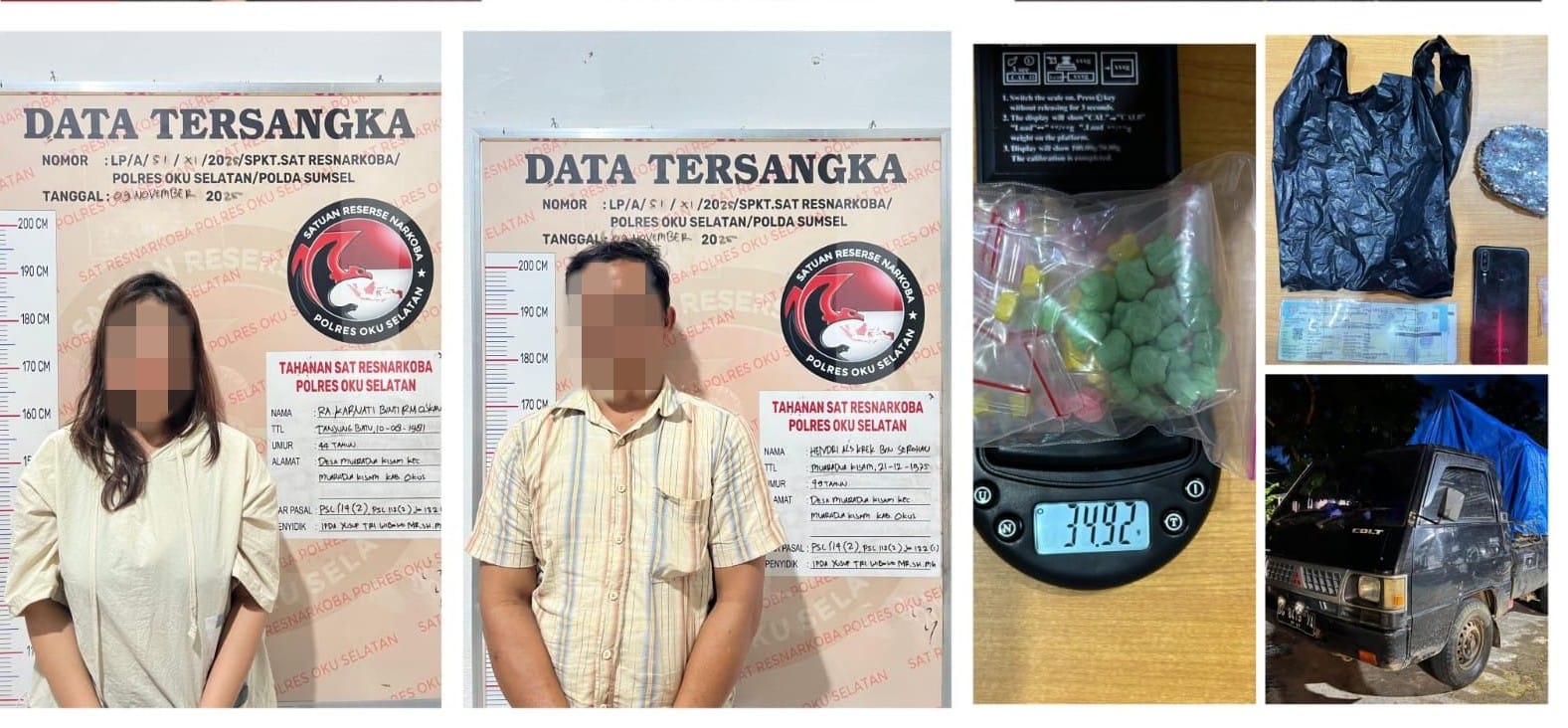 Satresnarkoba Polres OKU Selatan Ungkap Kasus Narkoba, Amankan Dua Terduga Pengedar dan 96 Butir Ekstasi